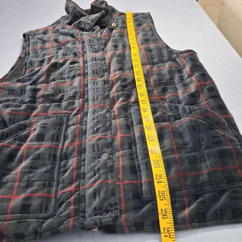 Jones New York Sport Womens Cotton Polyester Velvet Plaid Zip Up‎ Vest Pockets - Picture 4 of 9